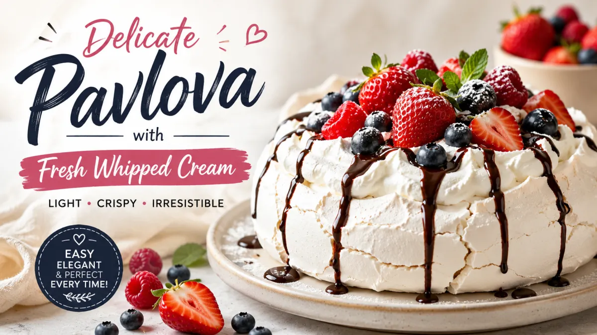 Classic Pavlova with Fresh Whipped Cream